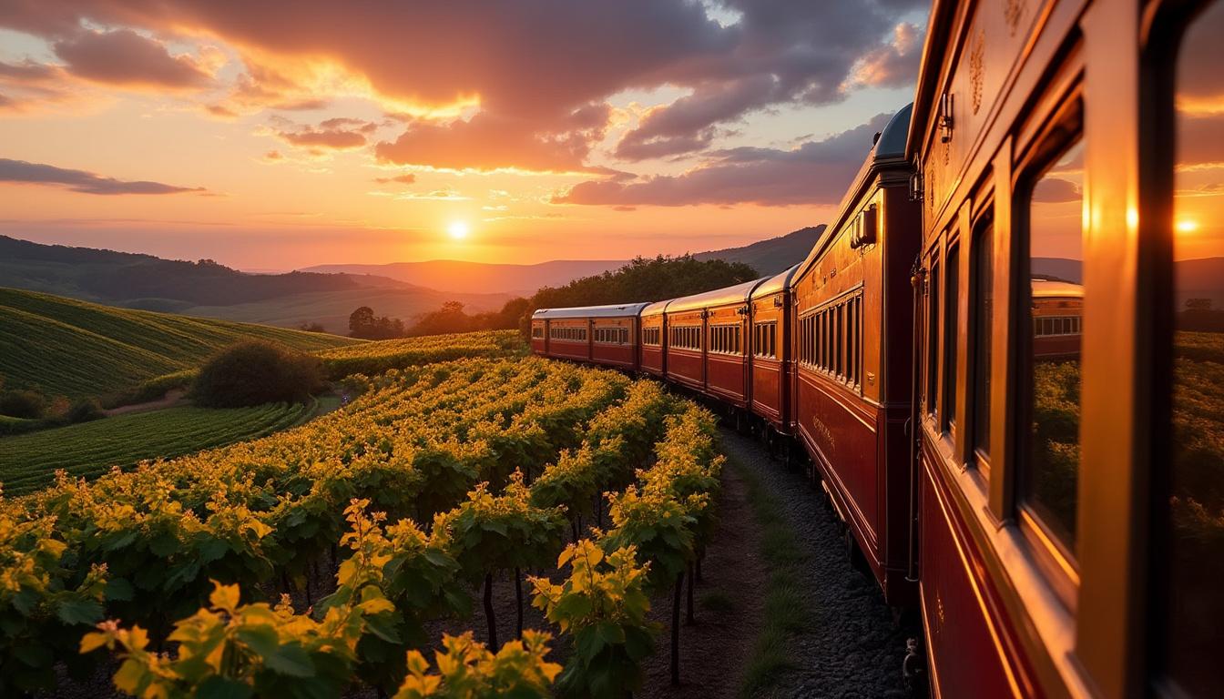 découvrez le charme des régions viticoles en voyageant à bord d'un train de luxe, alliant confort, élégance et dégustations exclusives pour une expérience inoubliable.