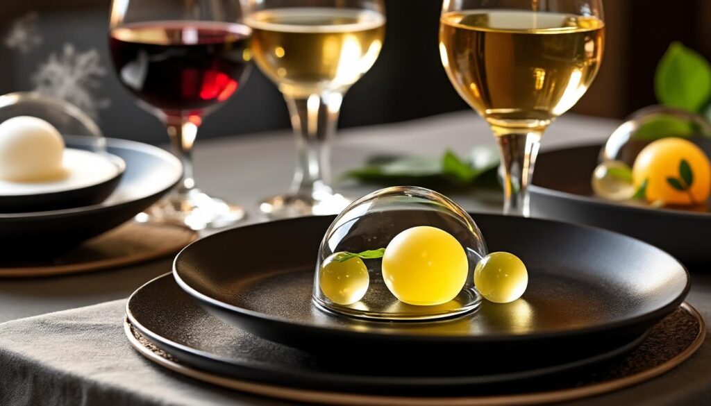 découvrez l'art fascinant de la cuisine moléculaire mariée à l'excellence des vins pour une expérience gastronomique innovante et surprenante.