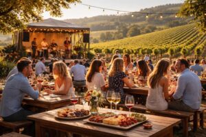 découvrez des dégustations de vins accompagnées de concerts live dans les plus beaux domaines viticoles grâce au festival œnomusique, alliant plaisir des sens et découvertes musicales.