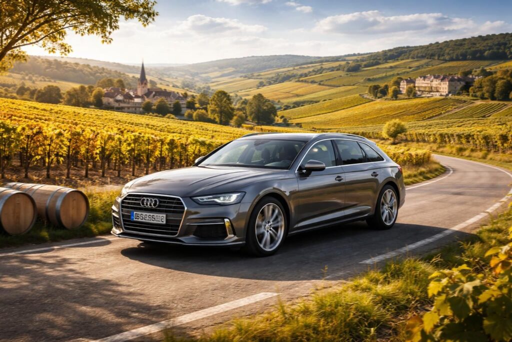 partez pour un road trip œnologique inoubliable en audi a6 avant à travers les célèbres régions viticoles de bordeaux, bourgogne et champagne. découvrez des paysages d'exception, des vignobles prestigieux et des dégustations uniques.